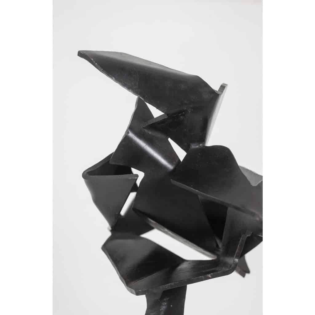 Jean Campa. Sculpture géométrique en métal poli. Années 1980. 8