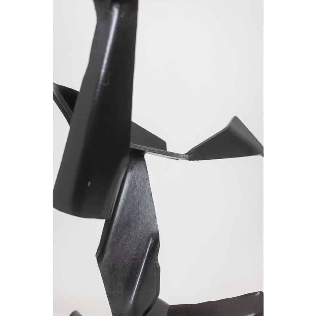 Jean Campa. Sculpture géométrique en métal poli. Années 1980. 9