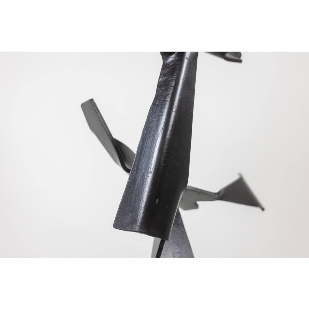 Jean Campa. Sculpture géométrique en métal poli. Années 1980. 11