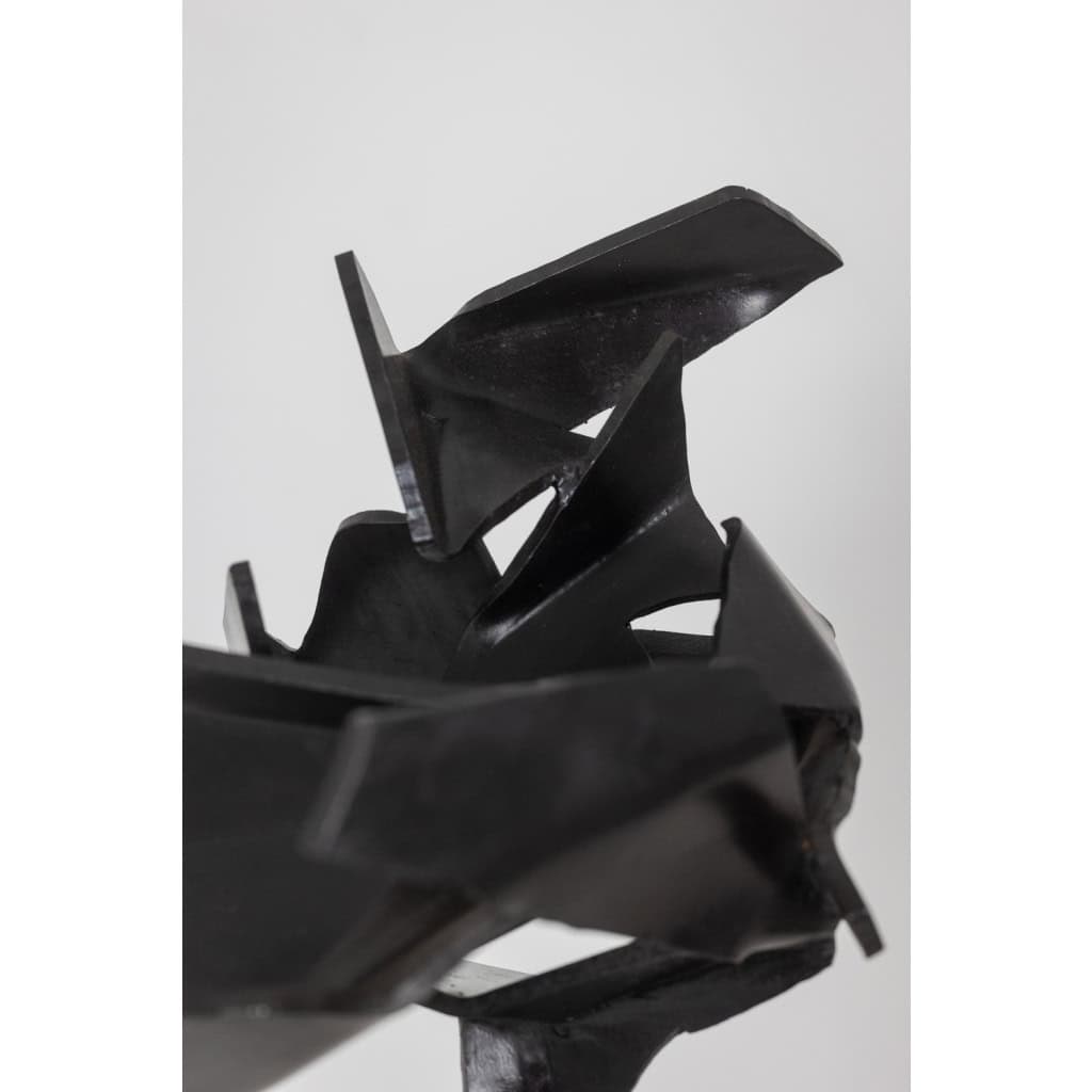 Jean Campa. Sculpture géométrique en métal poli. Années 1980. 14