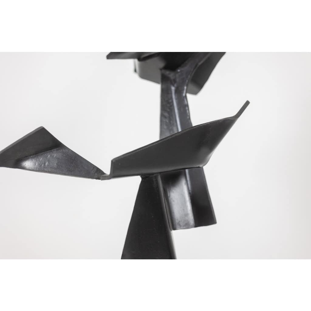 Jean Campa. Sculpture géométrique en métal poli. Années 1980. 16