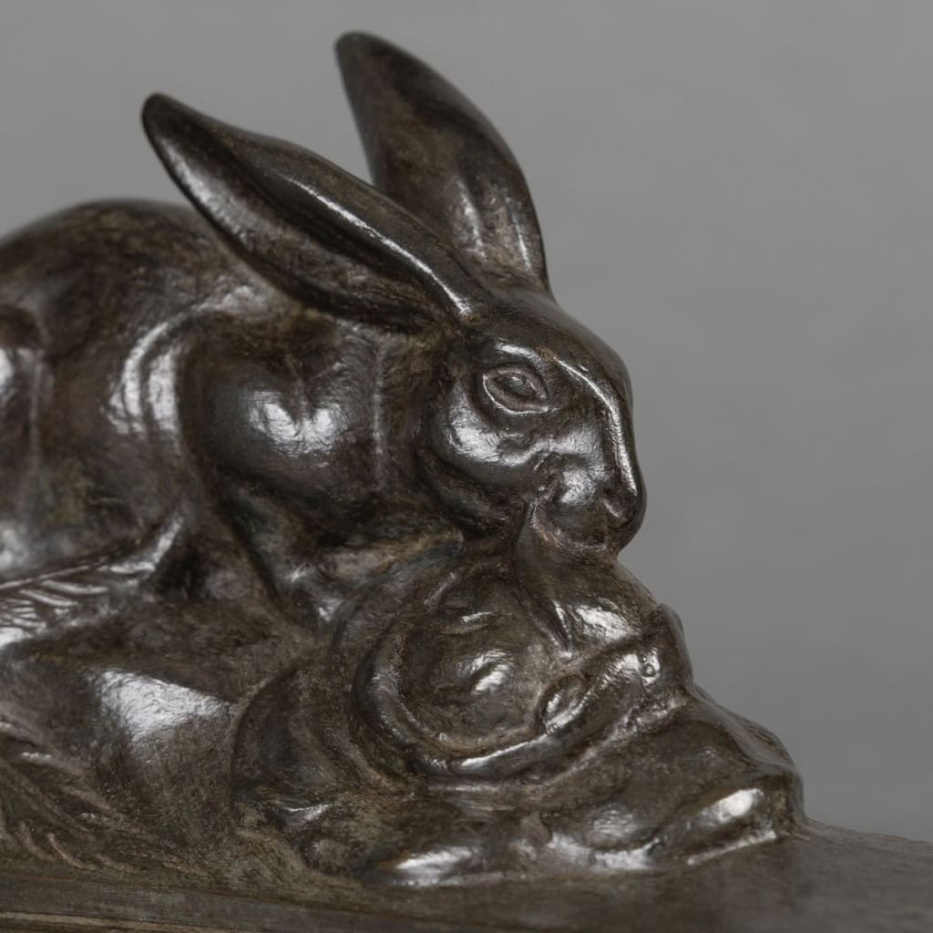 Sculpture – Groupe De Deux Lapins , Maurice Frécourt (1890-1961) – Bronze 4