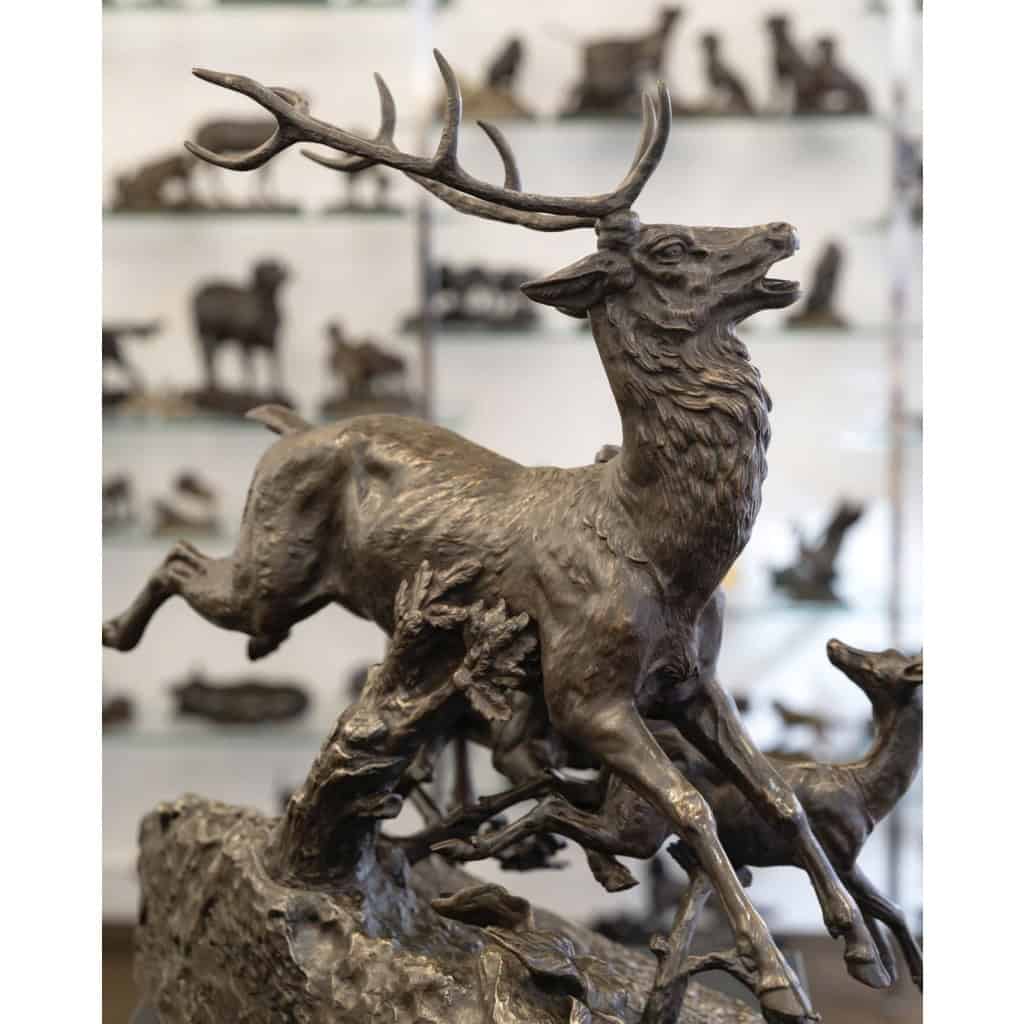 Sculpture – Famille De Cervidés , Clovis – Edmond Masson (1838-1913) – Bronze 8