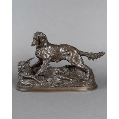 Sculpture – Chien À L’ Arrêt , Pierre – Jules Mêne (1810-1879) – Bronze
