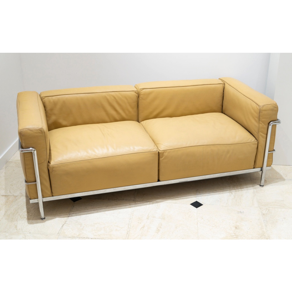 Le Corbusier, Perriand, Jeanneret – Cassina – Canapé LC3 Cuir Camel Gold 2 places 3