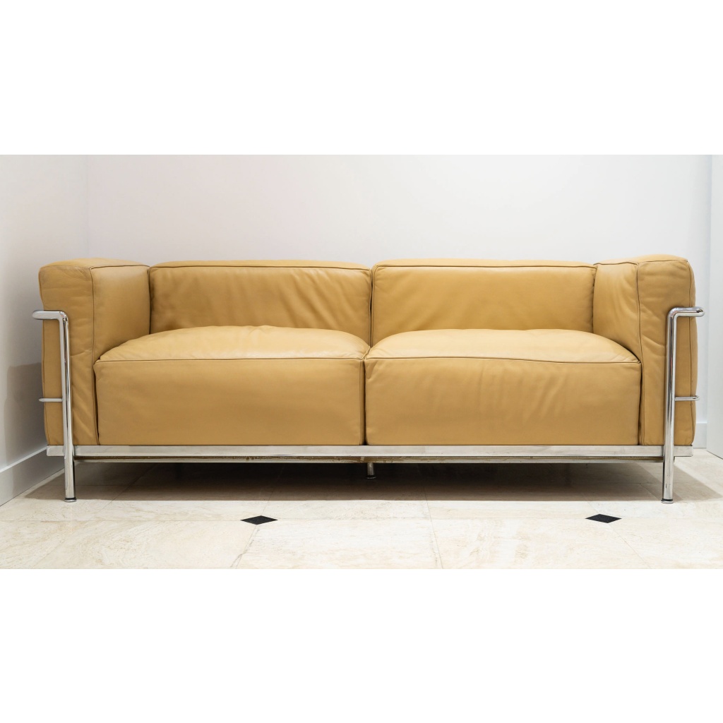 Le Corbusier, Perriand, Jeanneret – Cassina – Canapé LC3 Cuir Camel Gold 2 places 4