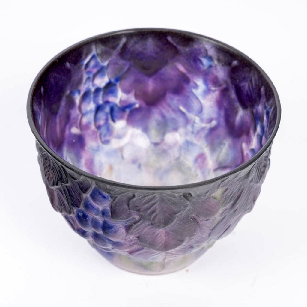 1926 Gabriel Argy-rousseau – Vase Raisins Pâte De Verre 7