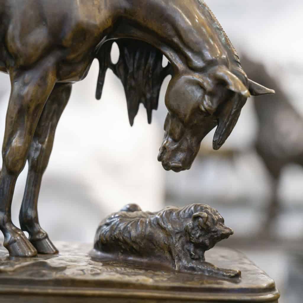 Sculpture – Cheval Et Chien À L’ Écurie , Henri – Alfred Jacquemart (1824-1896) – Bronze 4