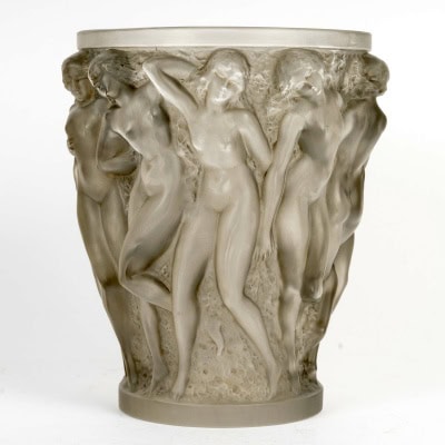 1927 René Lalique – Vase Bacchantes Verre Blanc Patiné Gris 3 1927 René Lalique – Vase Bacchantes Verre Blanc Patiné Gris 3