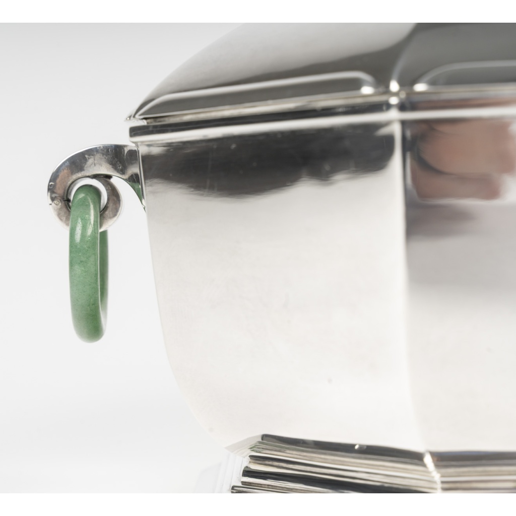 Orfèvre LEROY Légumier octogonal Argent massif Epoque ART DECO 5