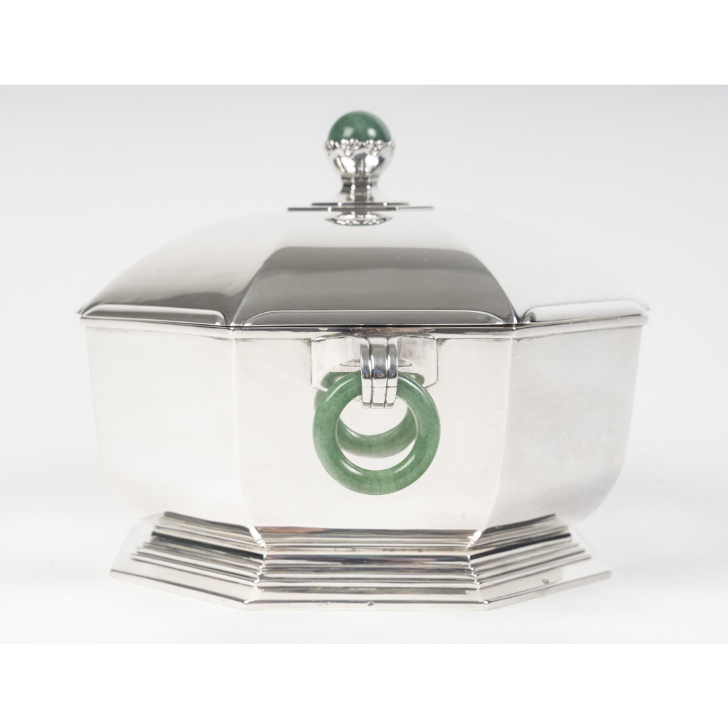 Orfèvre LEROY Légumier octogonal Argent massif Epoque ART DECO 11