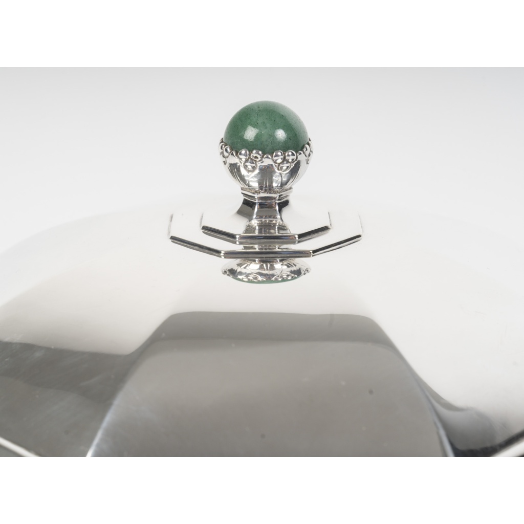 Orfèvre LEROY Légumier octogonal Argent massif Epoque ART DECO 13