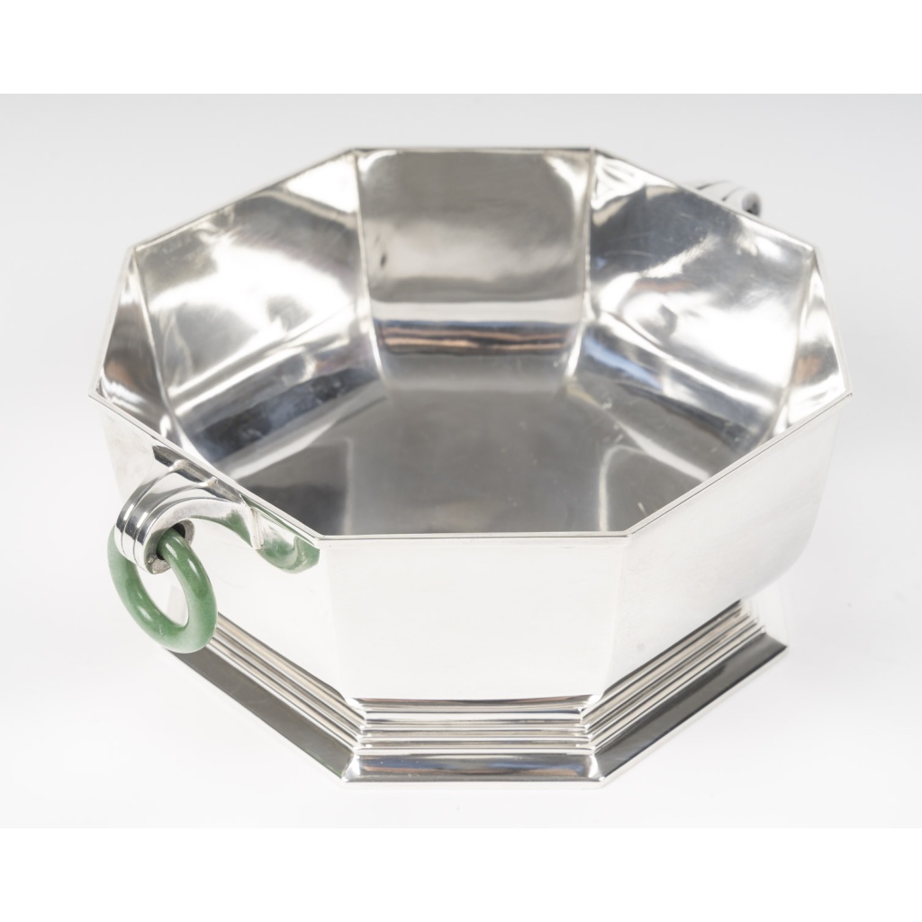 Orfèvre LEROY Légumier octogonal Argent massif Epoque ART DECO 16