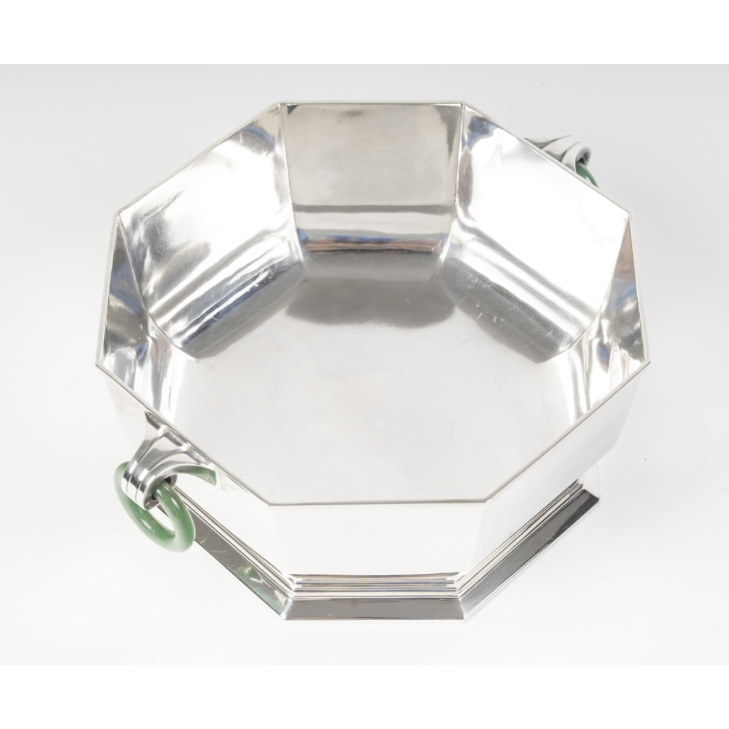 Orfèvre LEROY Légumier octogonal Argent massif Epoque ART DECO 17