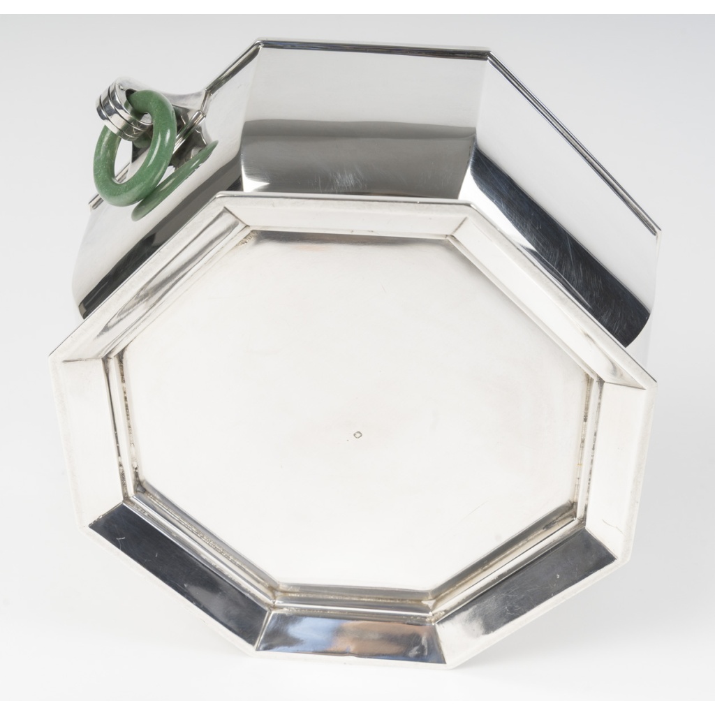 Orfèvre LEROY Légumier octogonal Argent massif Epoque ART DECO 19