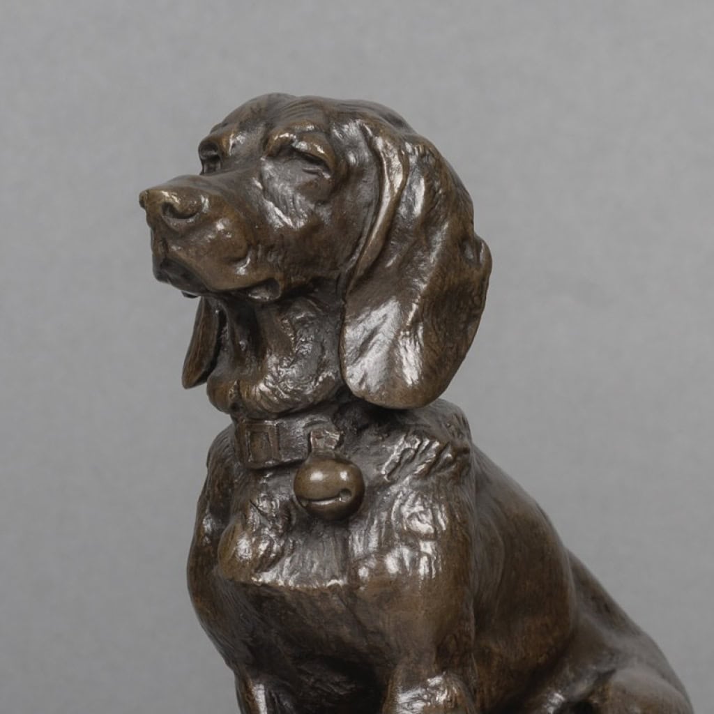 Sculpture – Basset Assis (Ravageot) , Emmanuel Frémiet (1824 -1910) – Bronze 4