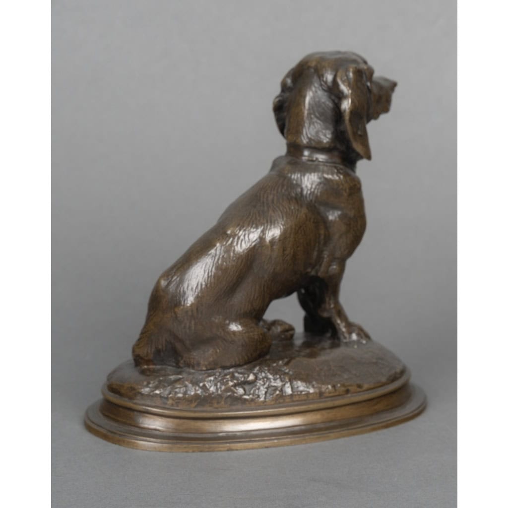 Sculpture – Basset Assis (Ravageot) , Emmanuel Frémiet (1824 -1910) – Bronze 7