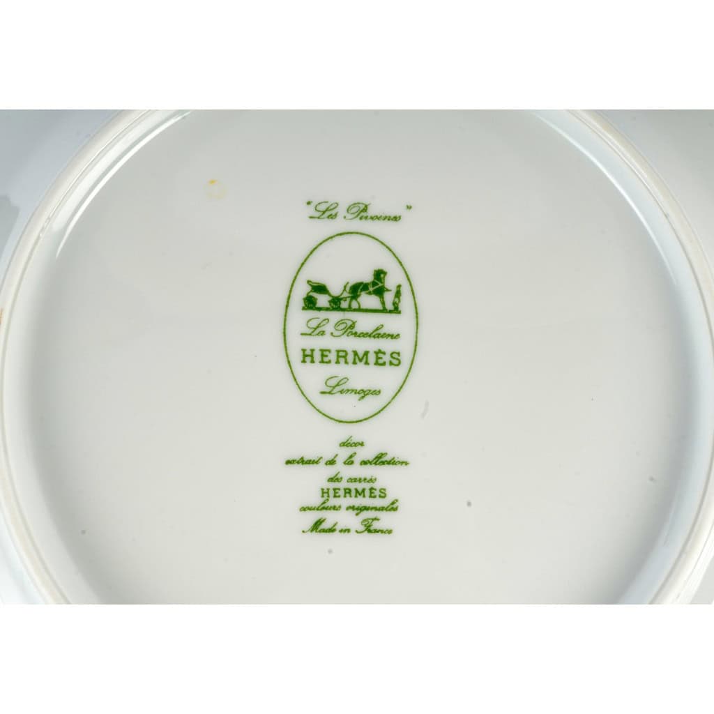 Hermès – 18 Assiettes à Dîner et 18 Assiettes à Dessert Pivoines Porcelaine 8