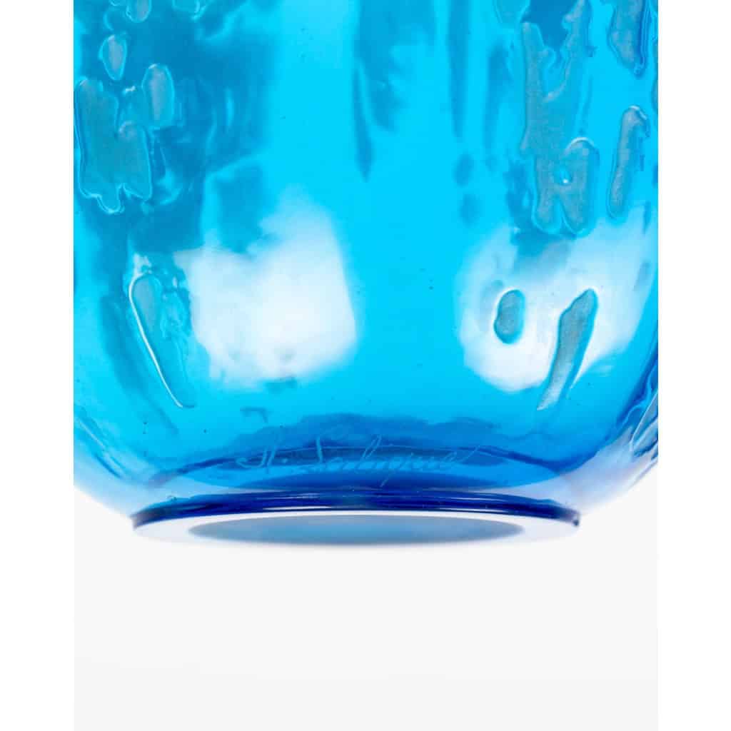 1912 René Lalique – Vase Fontaines Verre Bleu Electrique Patiné Gris 8