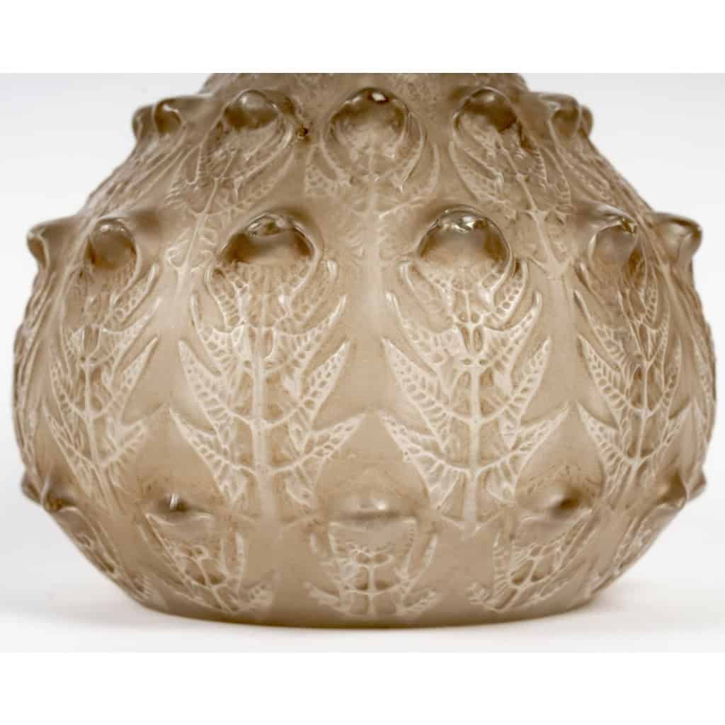 1912 René Lalique – Vase Fougères Verre Blanc Patiné Sépia 5