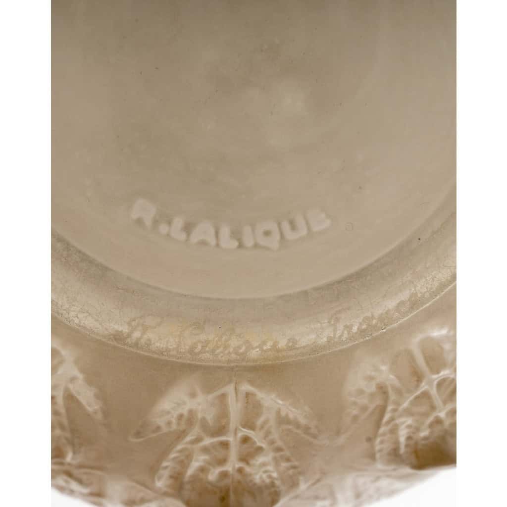1912 René Lalique – Vase Fougères Verre Blanc Patiné Sépia 8