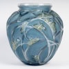 1912 René Lalique – Vase Sauterelles Verre Blanc Patiné Bleu et Vert 10