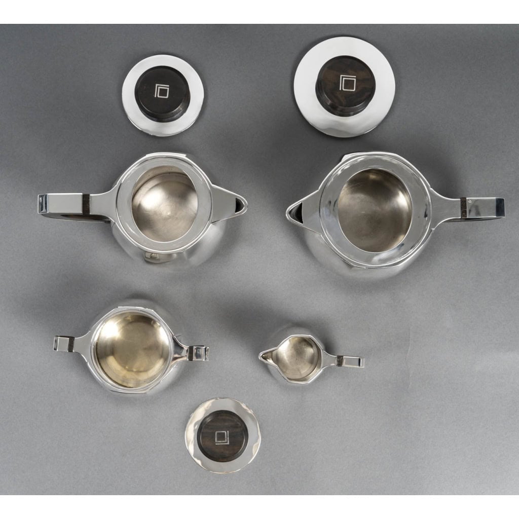 Jean E PUIFORCAT Service thé café 4 Pièces argent massif Art Déco 6