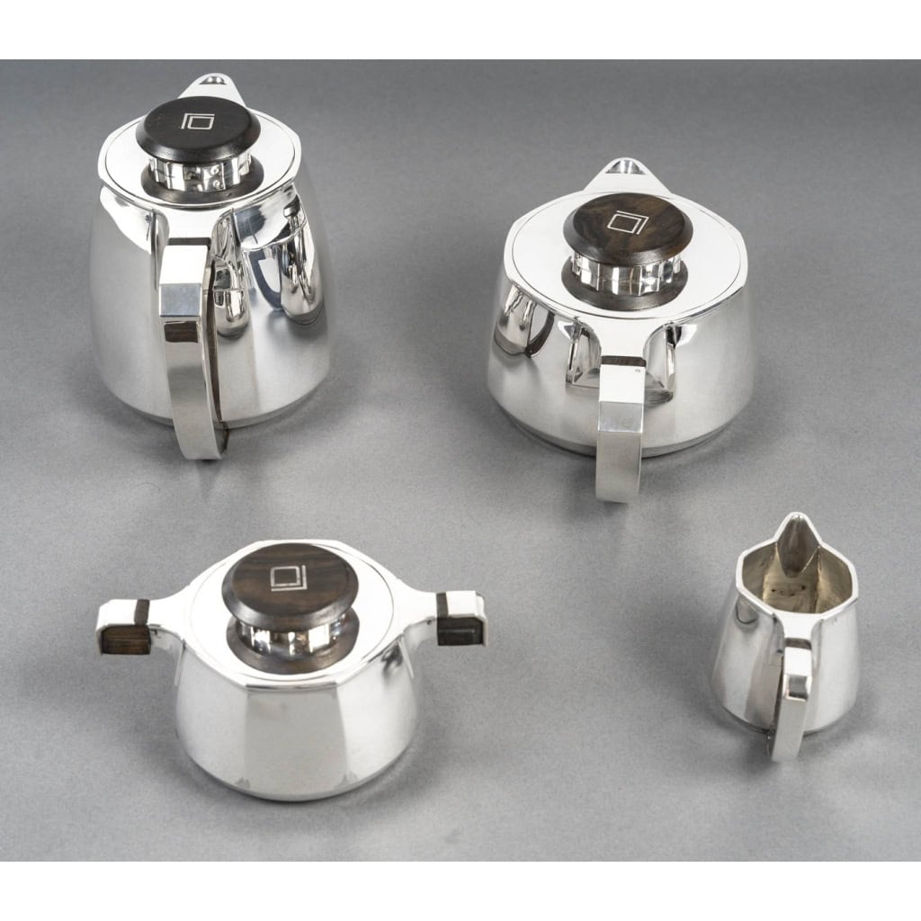 Jean E PUIFORCAT Service thé café 4 Pièces argent massif Art Déco 15