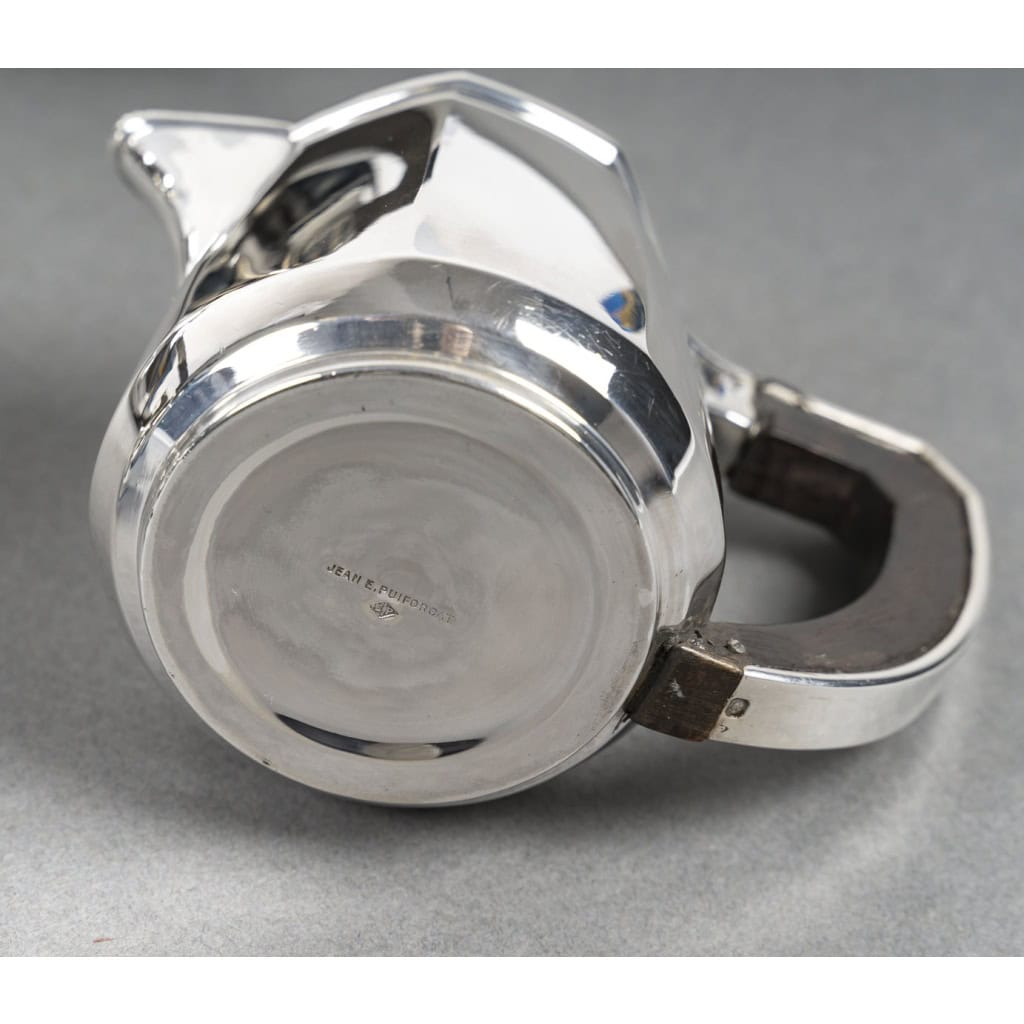 Jean E PUIFORCAT Service thé café 4 Pièces argent massif Art Déco 21