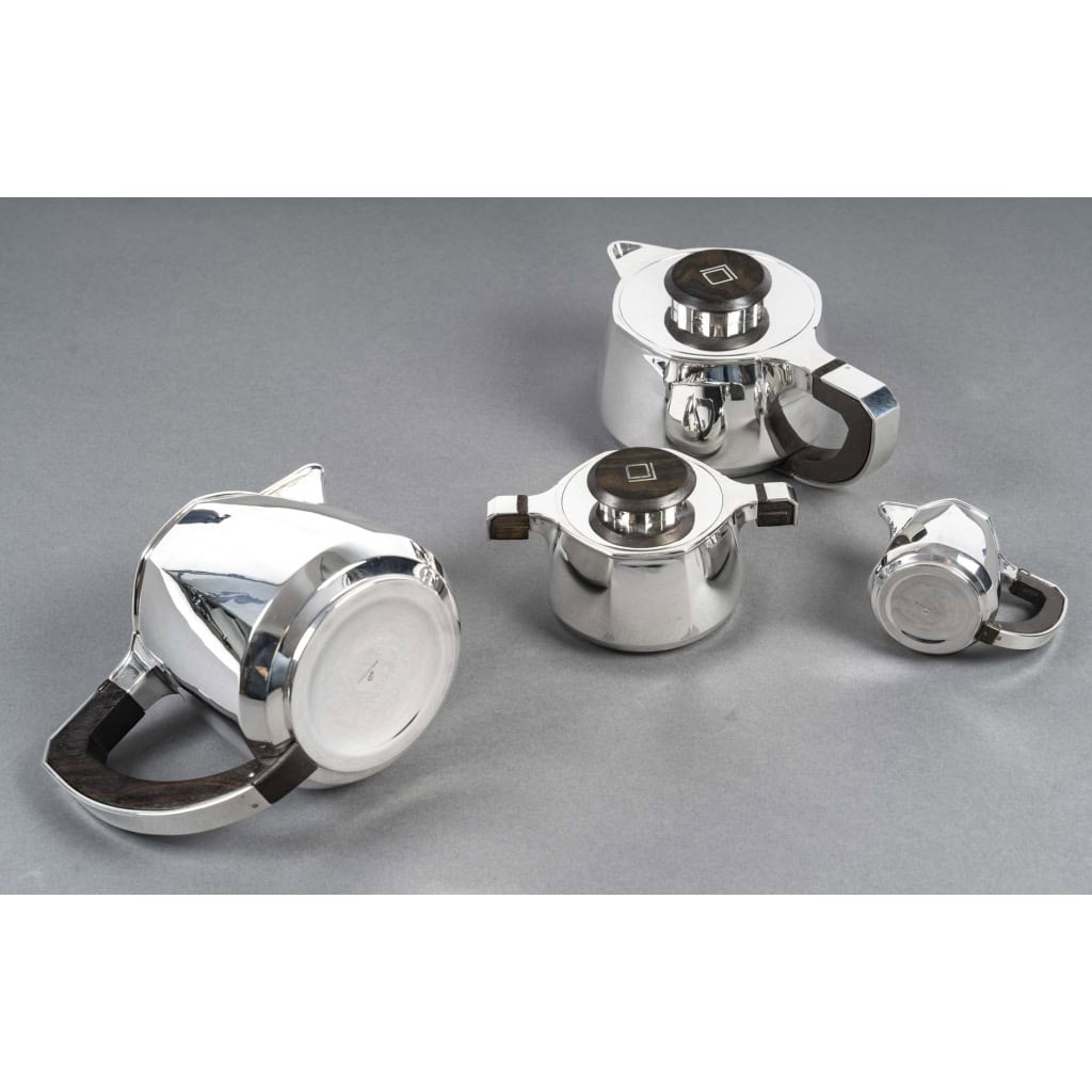 Jean E PUIFORCAT Service thé café 4 Pièces argent massif Art Déco 22