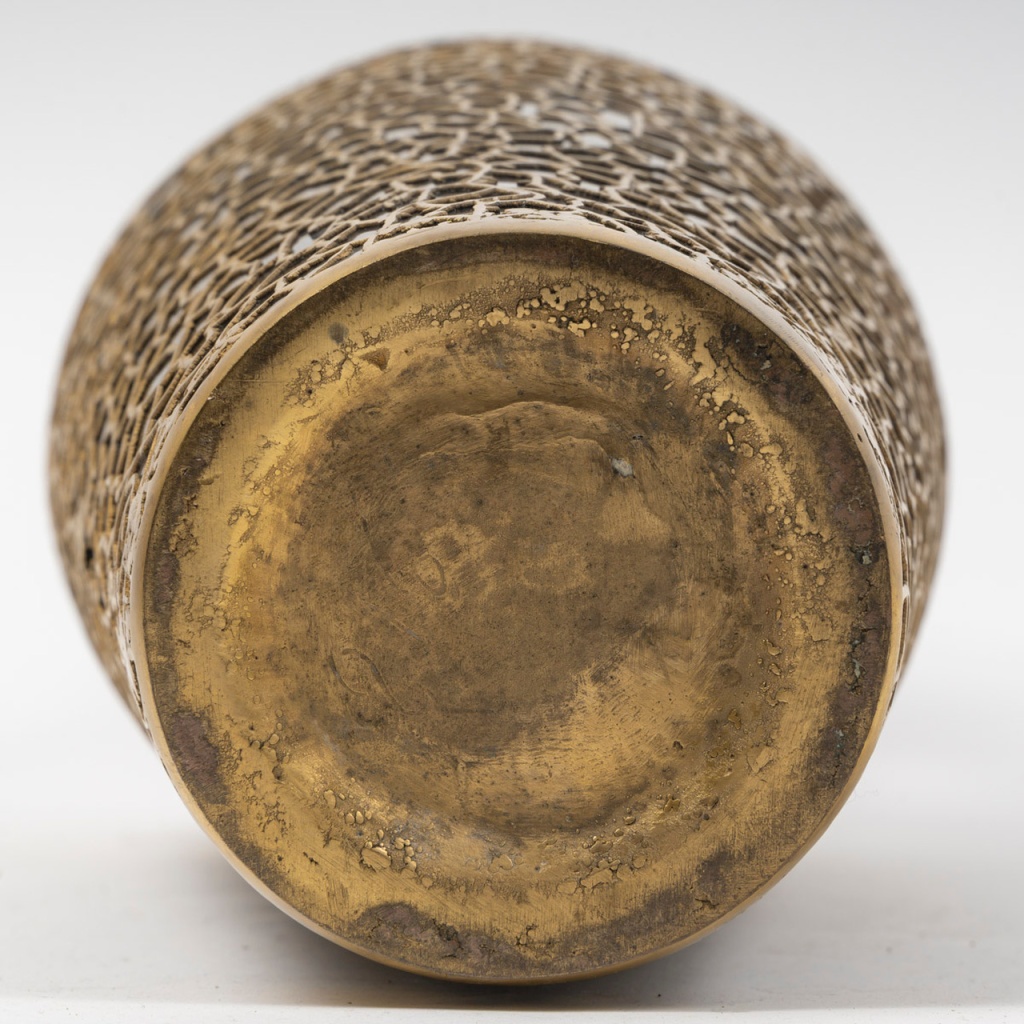 Grand vase amphore en céramique et laiton fondu des années 1950-60 6