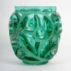 Lalique France – Art Deco Vase Tourbillons Cristal Verre Vert NEUF 10