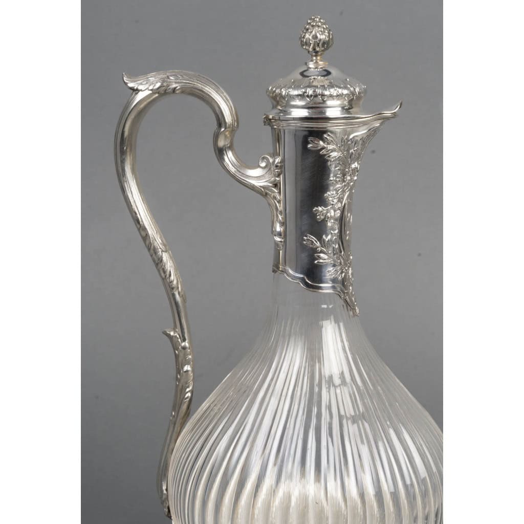 BOIN TABURET -Paire d’aiguières en argent et cristal Époque 1880–1900 5