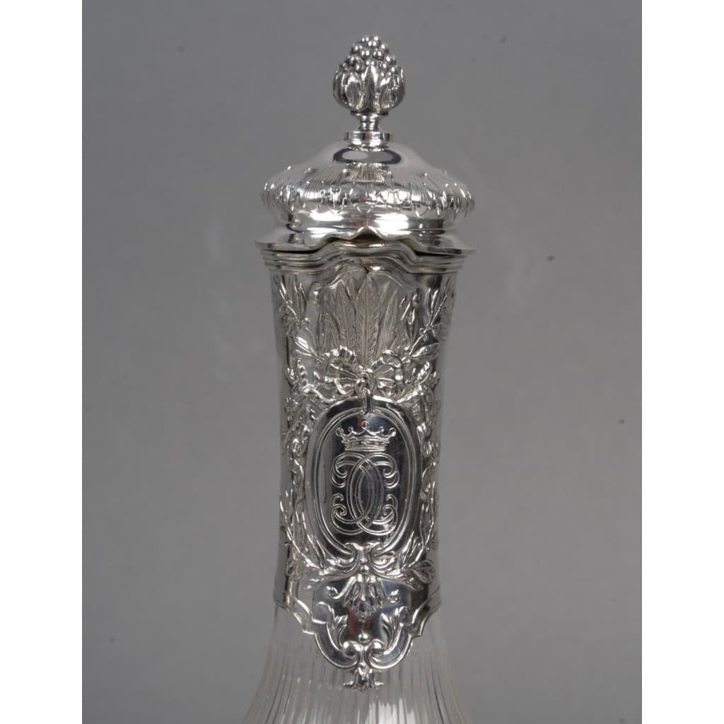 BOIN TABURET -Paire d’aiguières en argent et cristal Époque 1880–1900 6