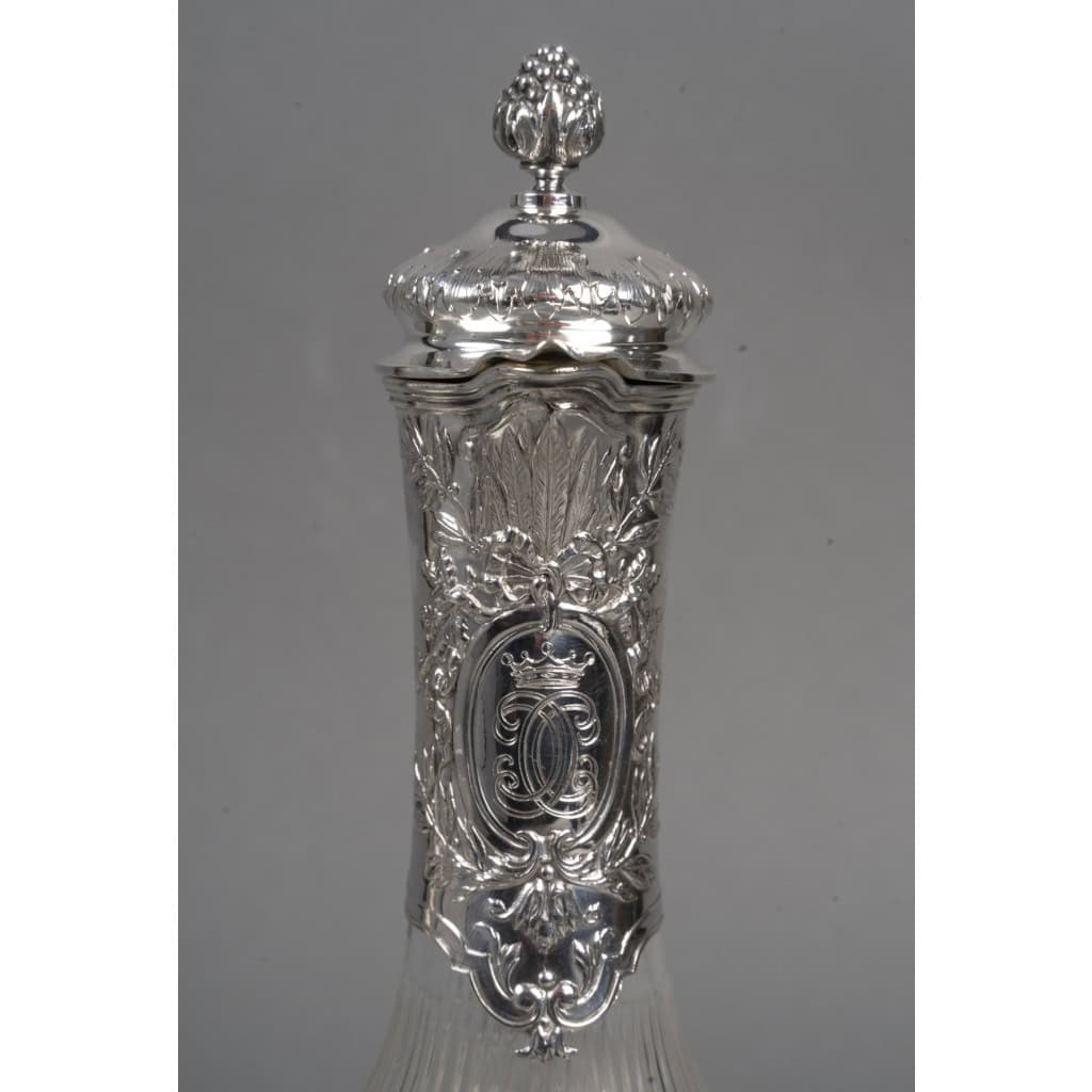 BOIN TABURET -Paire d’aiguières en argent et cristal Époque 1880–1900 8