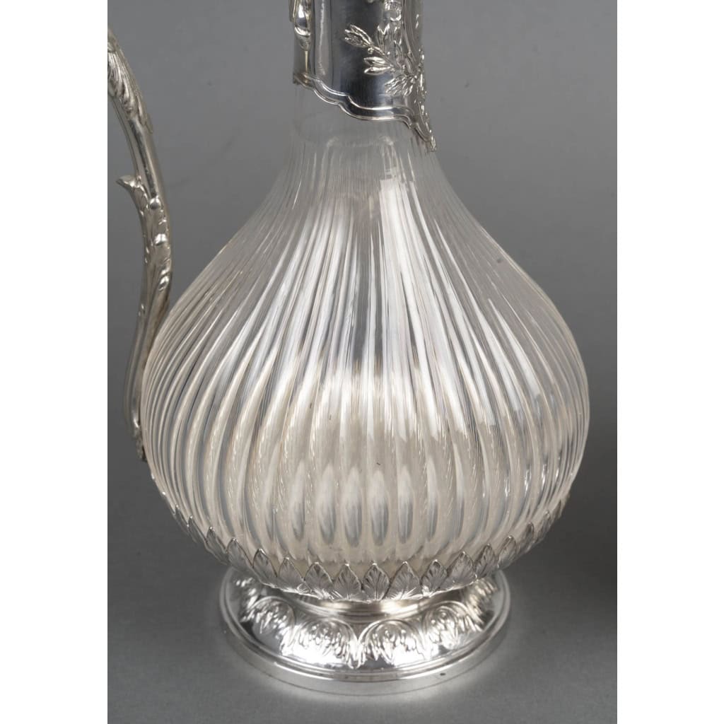 BOIN TABURET -Paire d’aiguières en argent et cristal Époque 1880–1900 12