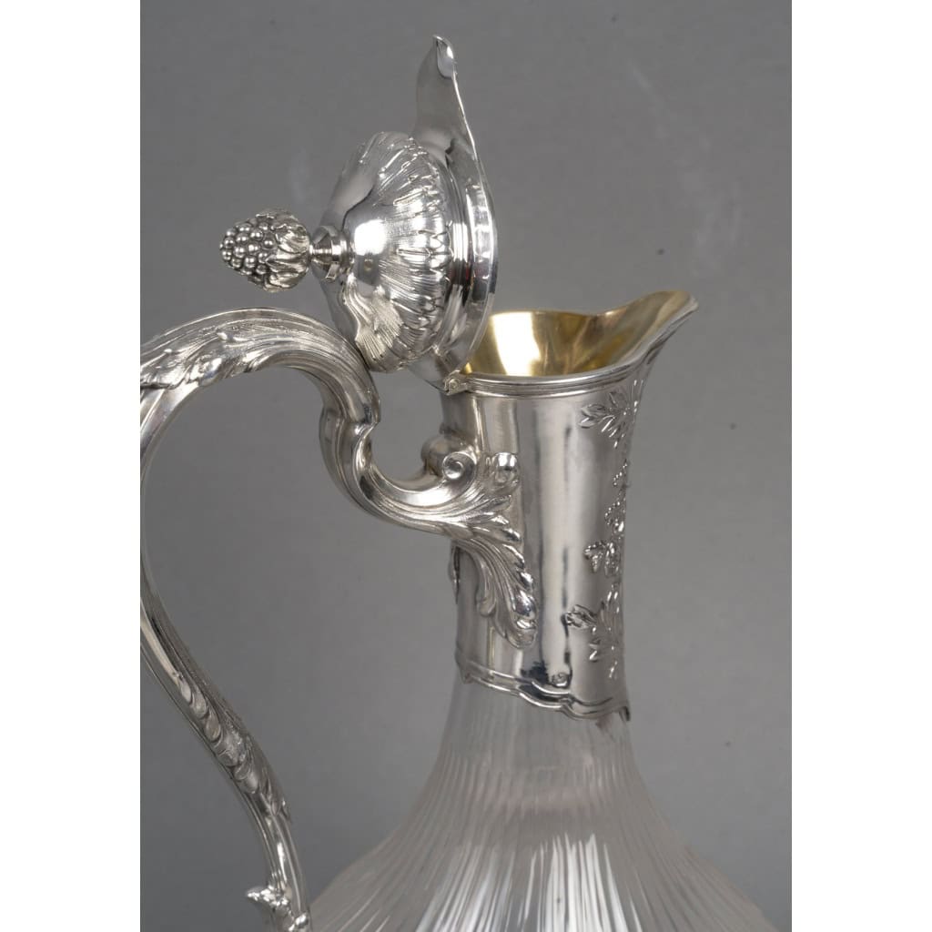 BOIN TABURET -Paire d’aiguières en argent et cristal Époque 1880–1900 15