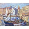 CANU Yvonne Le port de St Tropez animé Huile sur toile signée contresignée et titrée Certificat 20