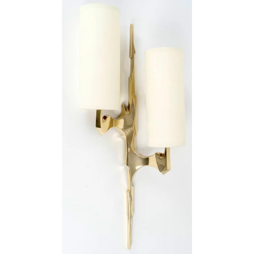 1950 Paire d’appliques en bronze et opaline de la Maison Arlus. 5