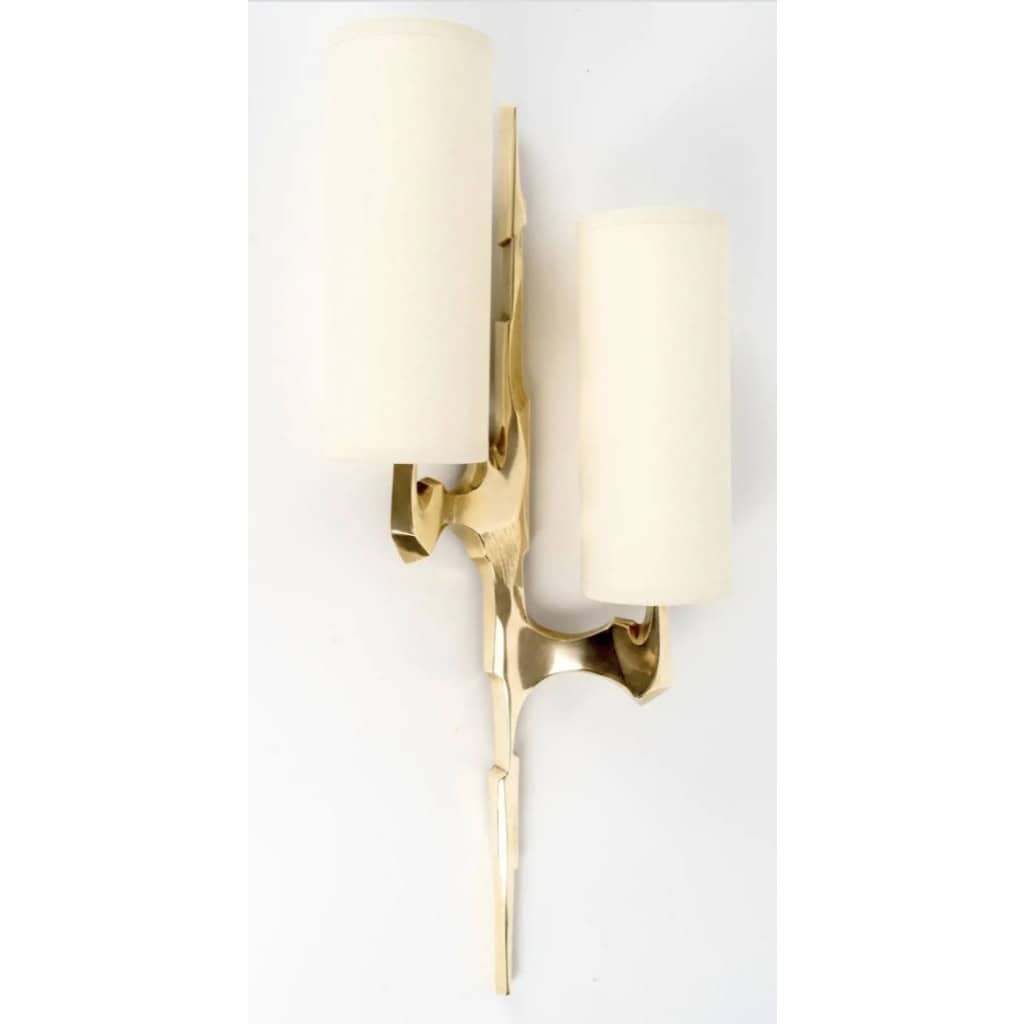 1950 Paire d’appliques en bronze et opaline de la Maison Arlus. 4