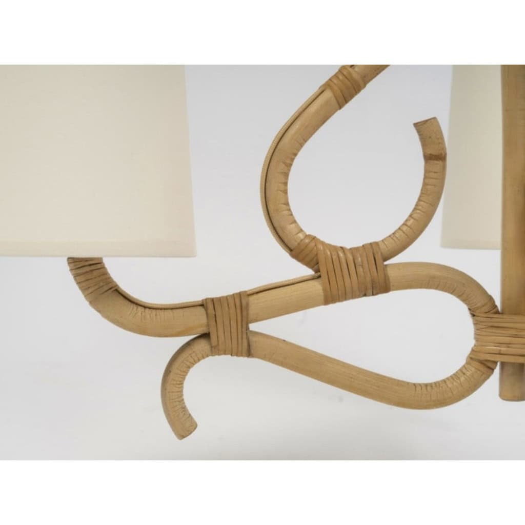 1950 Lustre en rotin par Louis Sognot 7