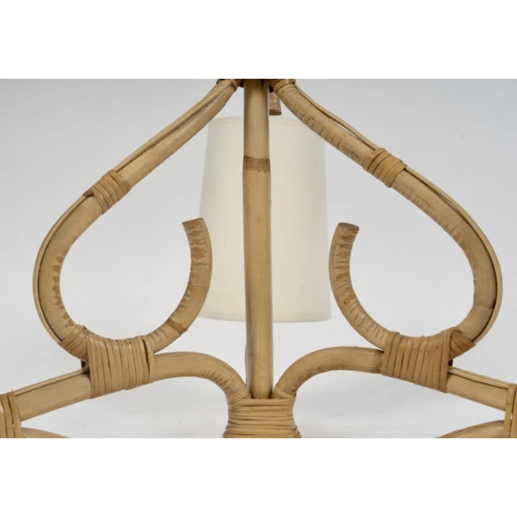 1950 Lustre en rotin par Louis Sognot 5