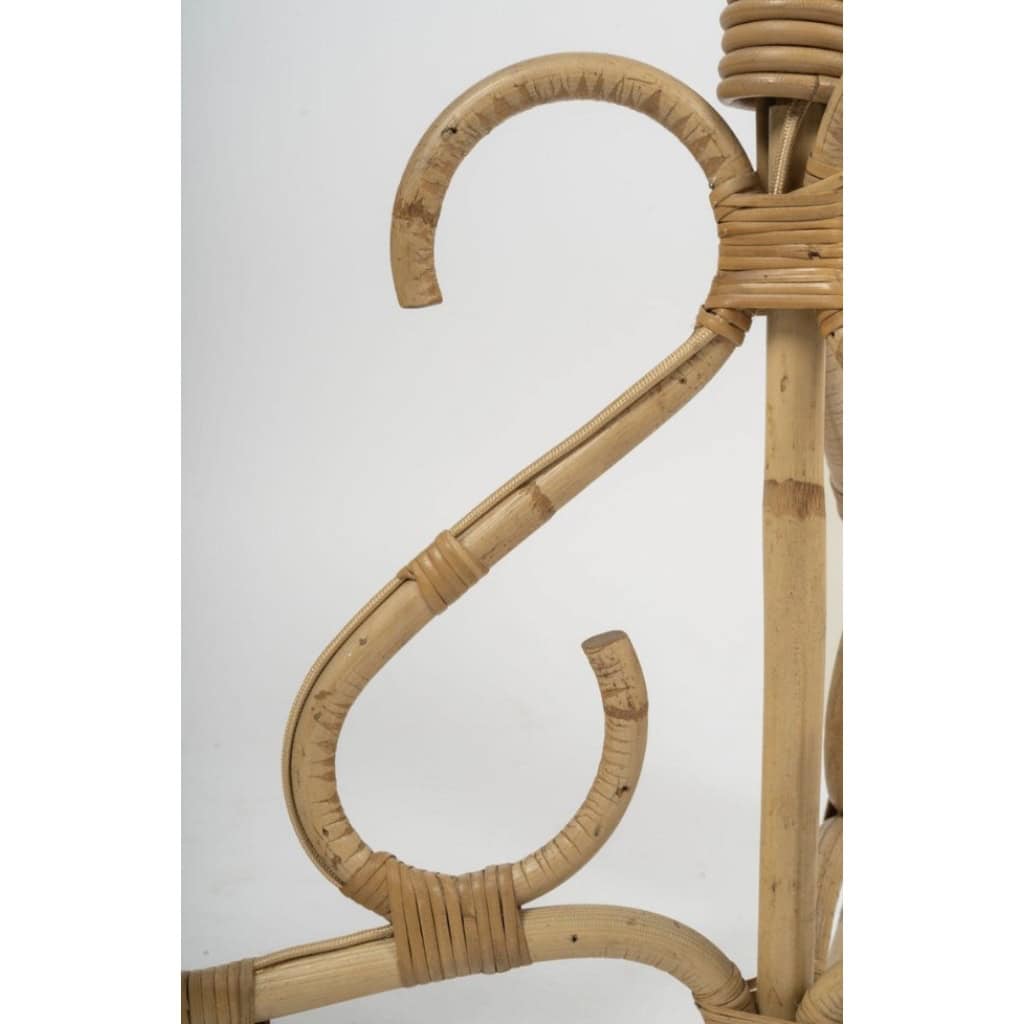 1950 Lustre en rotin par Louis Sognot 4