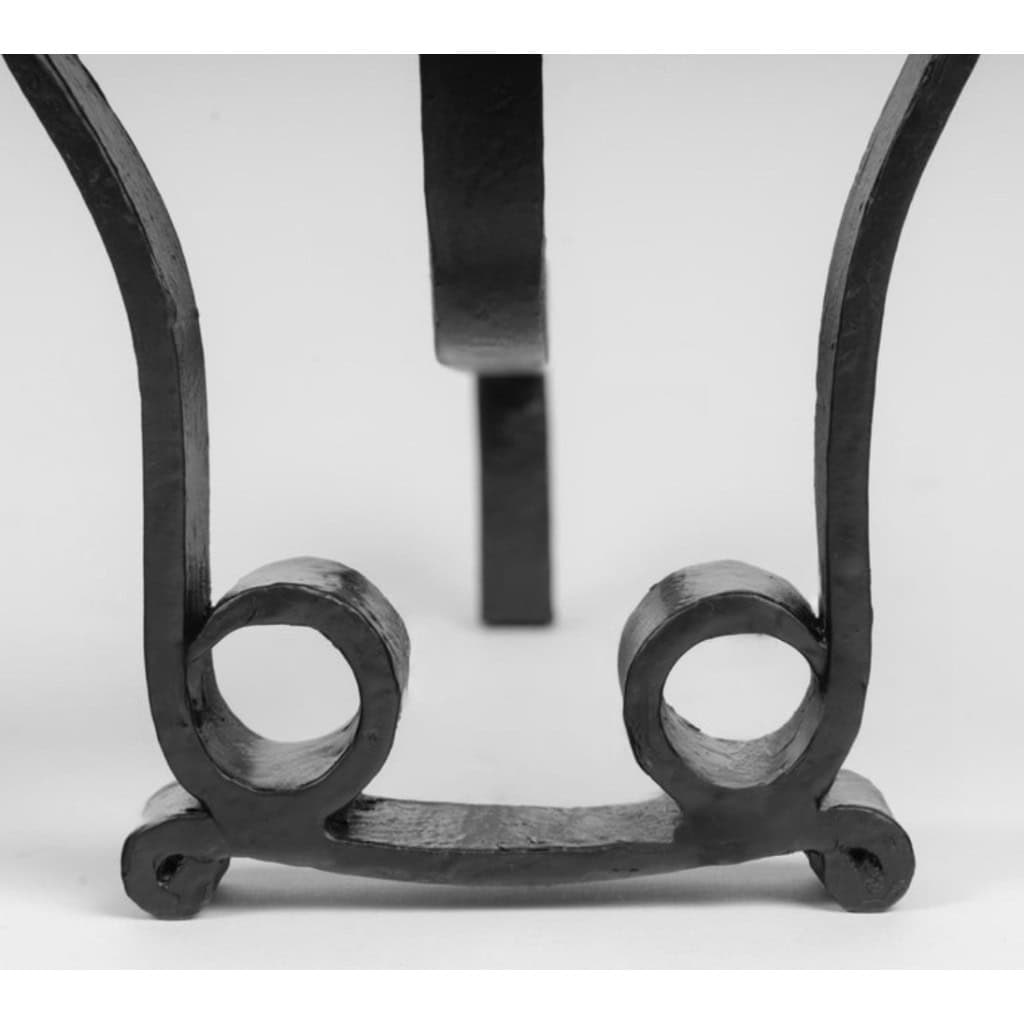 1950 Paire rare de chenets en fer forgé en forme de tête de taureau, ateliers de Vallauris 4 1950 Paire rare de chenets en fer forgé en forme de tête de taureau, ateliers de Vallauris 4