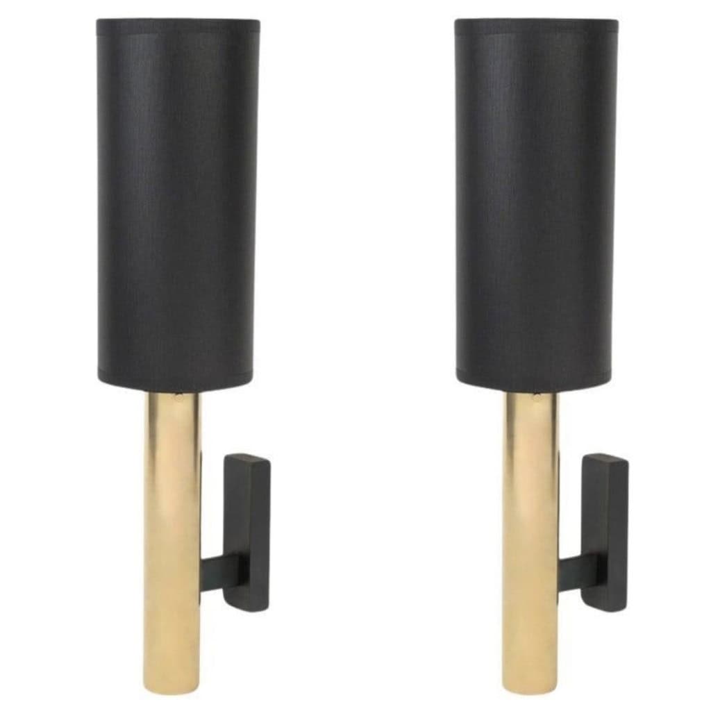 1960 Paire d’appliques murales en laiton doré Gaetano Sciolari 3