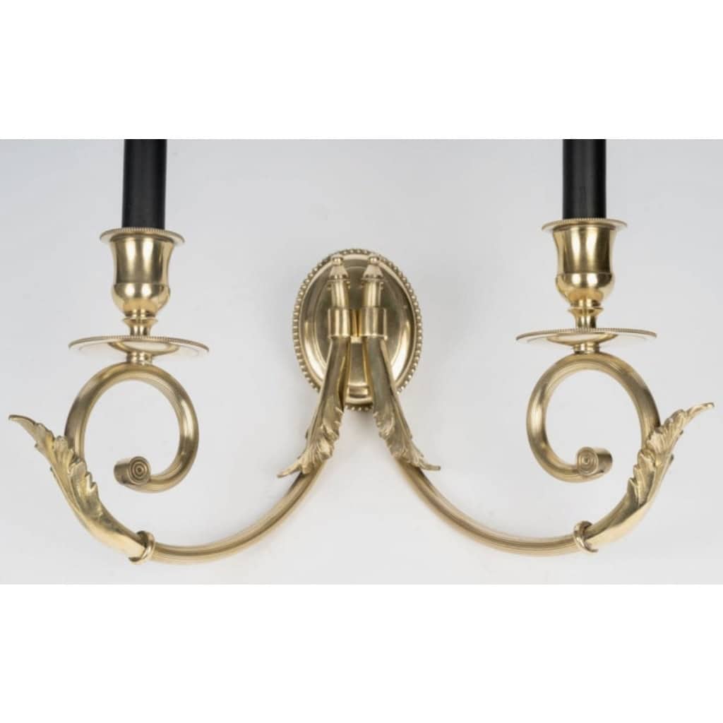 1950 Paire d’appliques murales en bronze par Lucien Gau 8