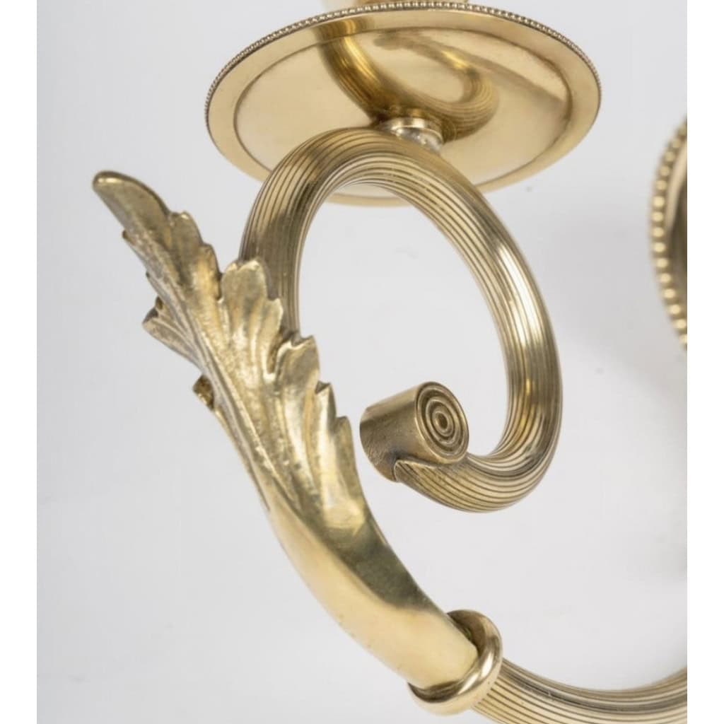 1950 Paire d’appliques murales en bronze par Lucien Gau 6