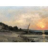 DAUBIGNY Karl Soleil couchant en bord de mer Huile sur toile signée datée dédicacée Certificat d’authenticité. 21 DAUBIGNY Karl Soleil couchant en bord de mer Huile sur toile signée datée dédicacée Certificat d’authenticité. 21