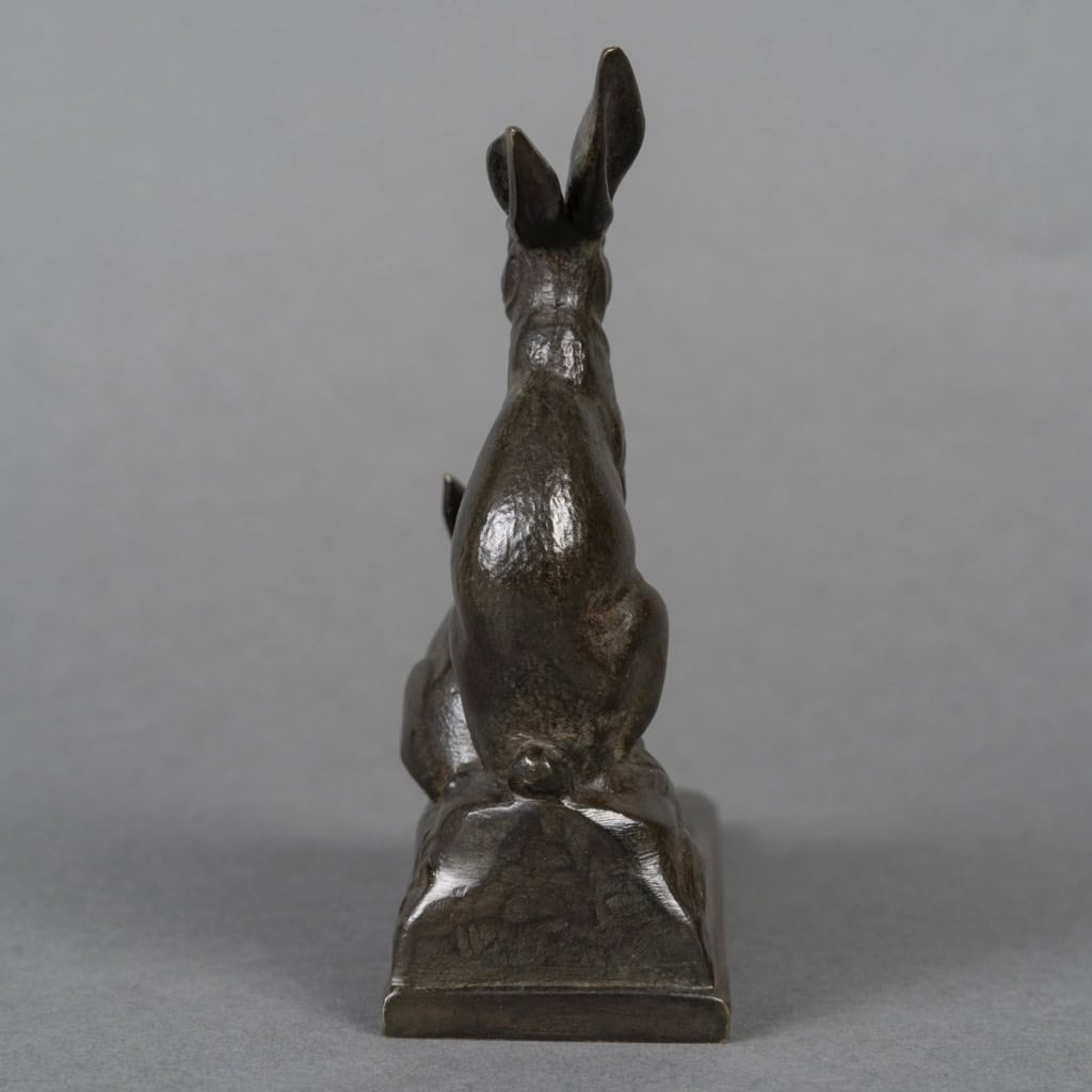 Sculpture – Groupe De Deux Lapins , Maurice Frécourt (1890-1961) – Bronze 7