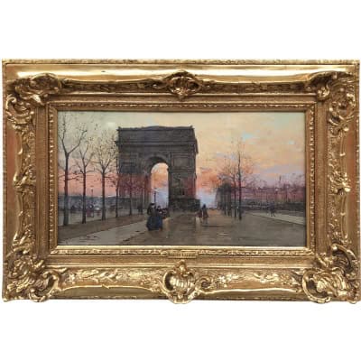 GALIEN LALOUE Peinture Française 20è Paris Place de l’Etoile animée Certificat d’authenticité GALIEN LALOUE Peinture Française 20è Paris Place de l’Etoile animée Certificat d’authenticité